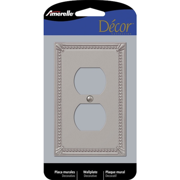 Amerelle Amerelle Imperial Bead Brushed Nickel 1 gang Metal Duplex Wall Plate 1 pk 74DBN - main